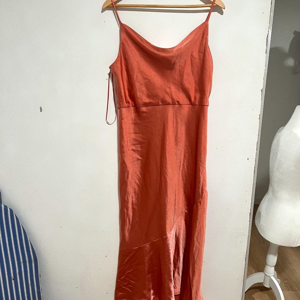 Salmon Silk Like Dress, Never Worn!